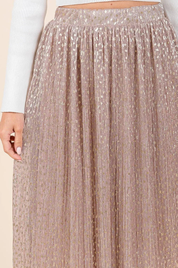 Mittoshop Metallic Glitter Speckle Print Elastic Midi Skirt - VeauBeauty