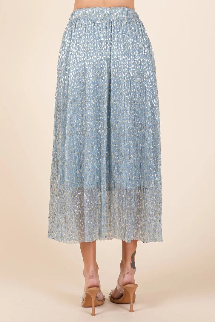 Mittoshop Metallic Glitter Speckle Print Elastic Midi Skirt - VeauBeauty