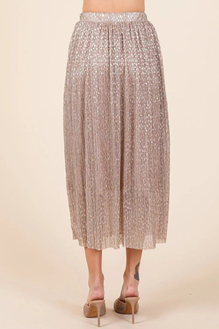 Mittoshop Metallic Glitter Speckle Print Elastic Midi Skirt - VeauBeauty