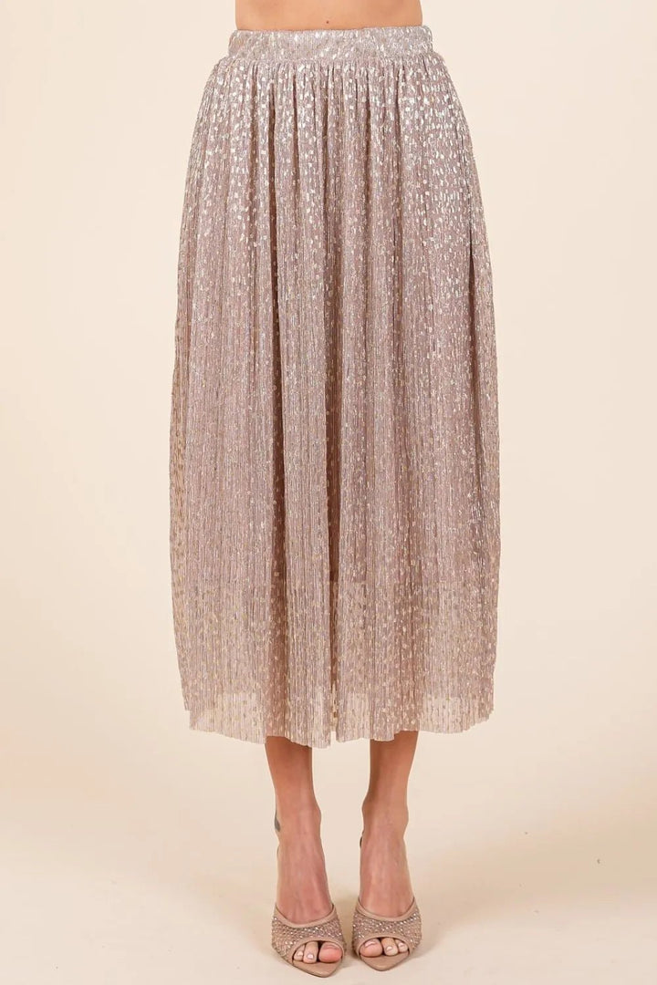 Mittoshop Metallic Glitter Speckle Print Elastic Midi Skirt - VeauBeauty