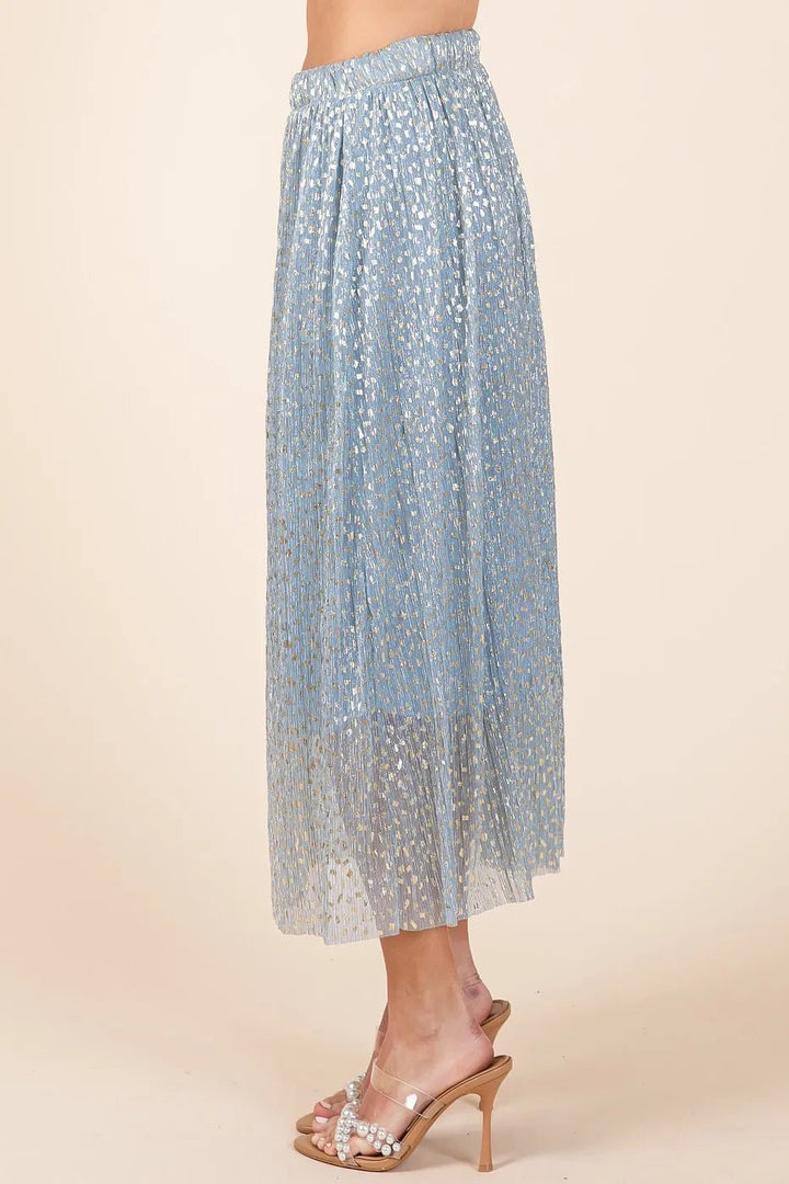 Mittoshop Metallic Glitter Speckle Print Elastic Midi Skirt - VeauBeauty