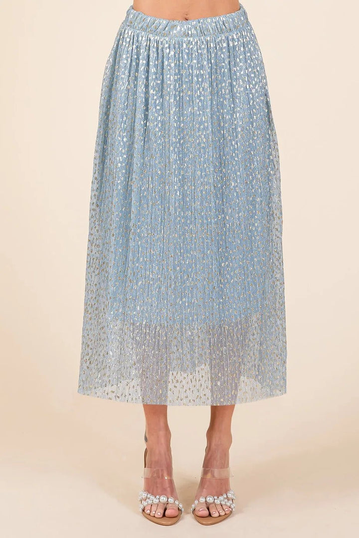 Mittoshop Metallic Glitter Speckle Print Elastic Midi Skirt - VeauBeauty