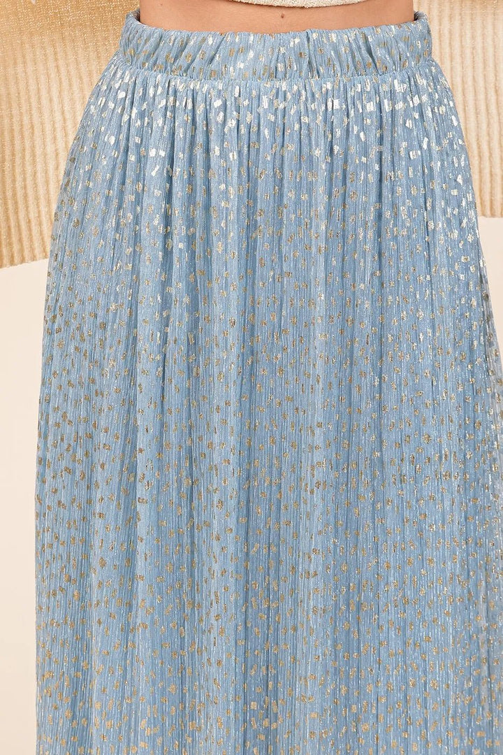 Mittoshop Metallic Glitter Speckle Print Elastic Midi Skirt - VeauBeauty