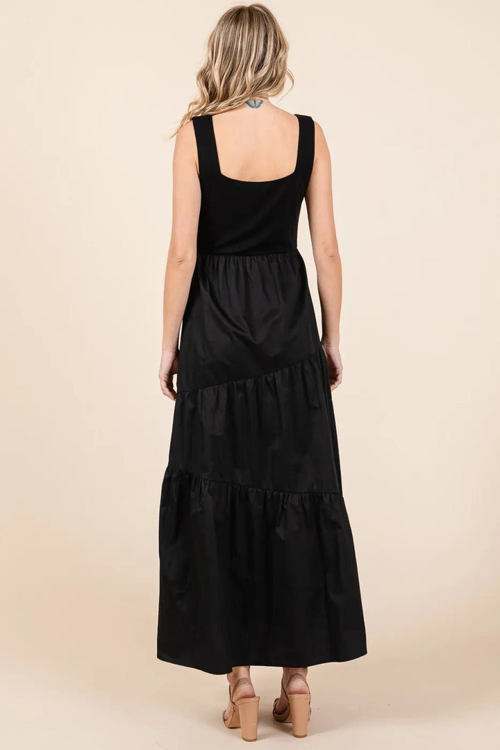 Mittoshop Mix Media Square Neck Maxi Dress - VeauBeauty