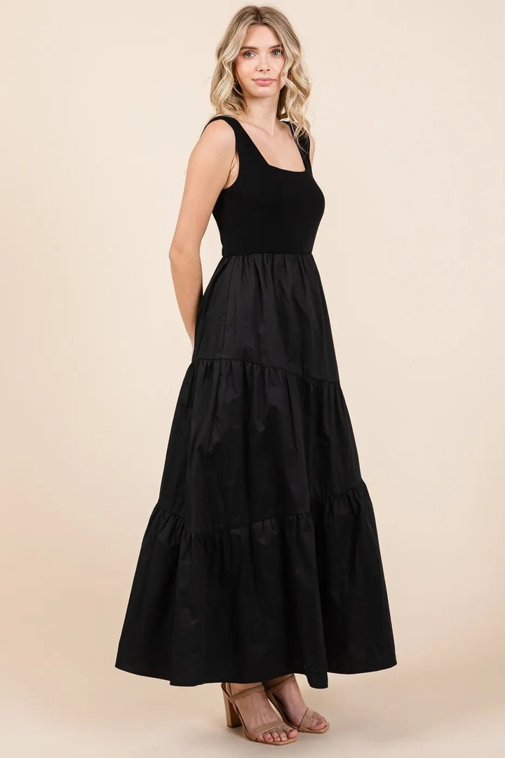 Mittoshop Mix Media Square Neck Maxi Dress - VeauBeauty