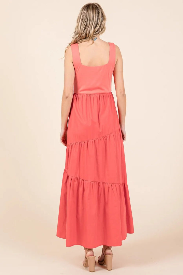 Mittoshop Mix Media Square Neck Maxi Dress - VeauBeauty