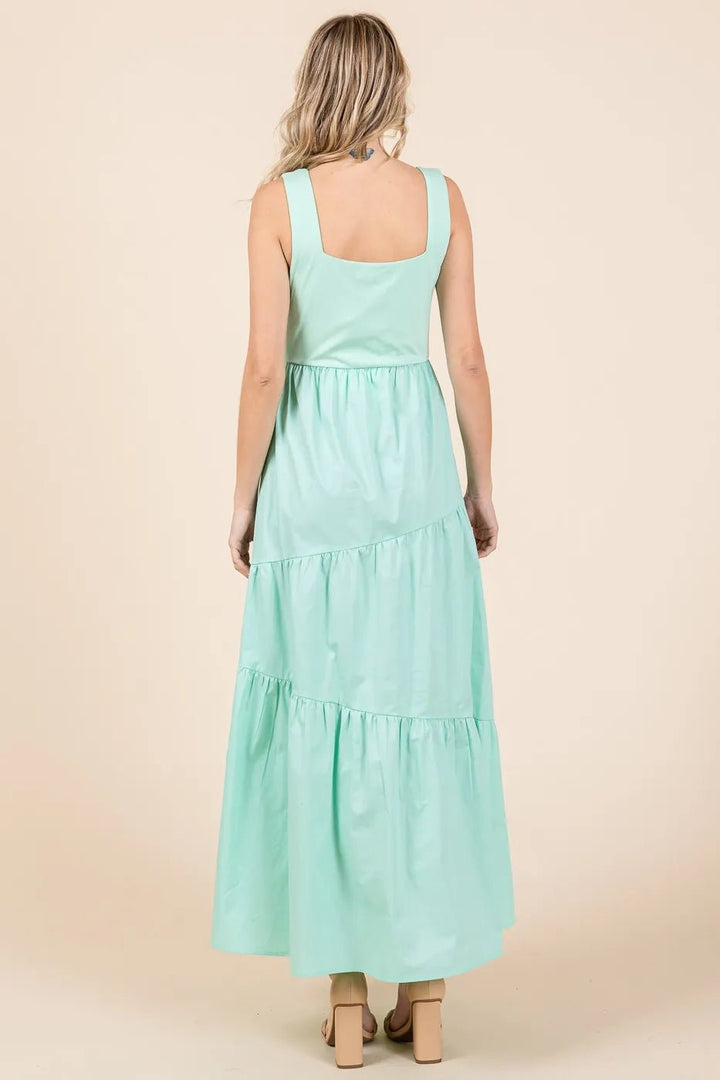 Mittoshop Mix Media Square Neck Maxi Dress - VeauBeauty