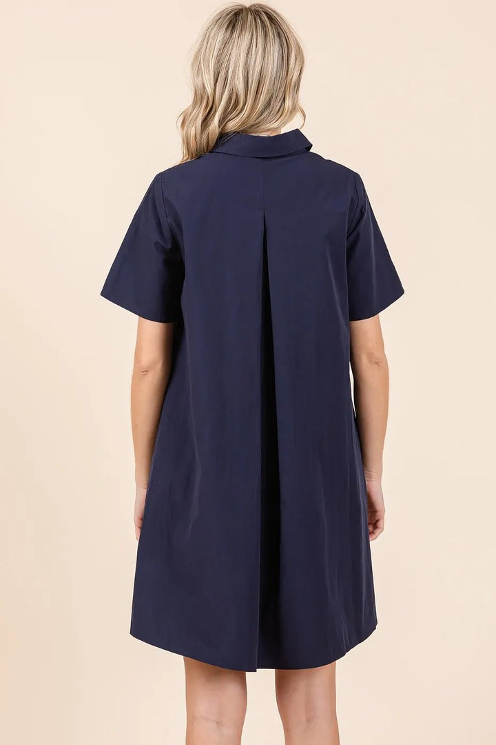 Mittoshop Poplin Collar Pleated Back Mini Dress - VeauBeauty