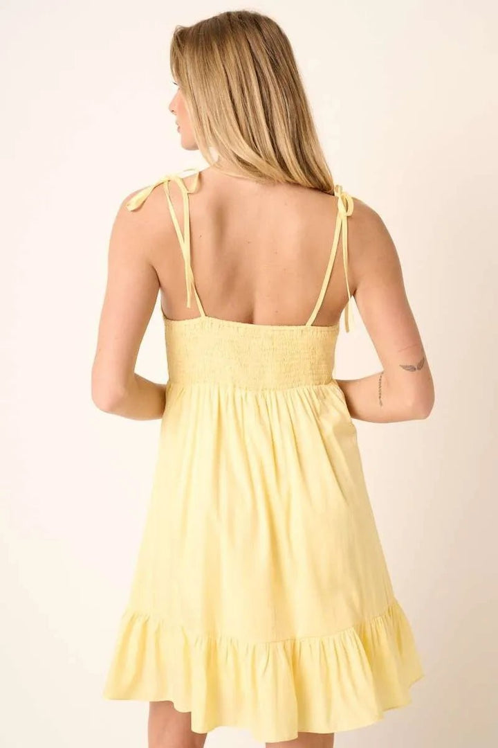 Mittoshop Ruched Detail Spaghetti Tie Mini Dress - VeauBeauty