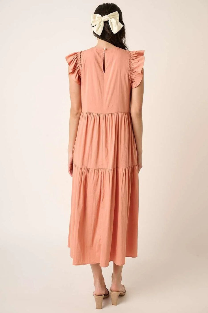 Mittoshop Ruffle Short Sleeve Tiered Maxi Dress - VeauBeauty