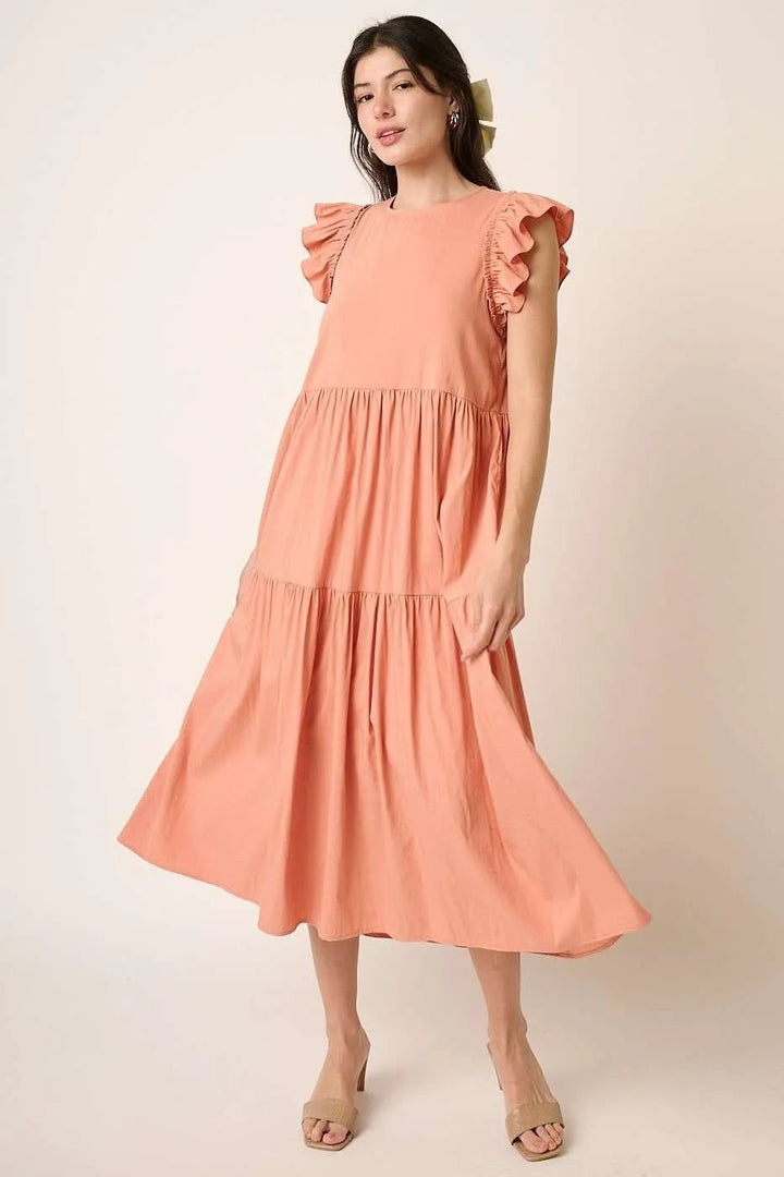 Mittoshop Ruffle Short Sleeve Tiered Maxi Dress - VeauBeauty
