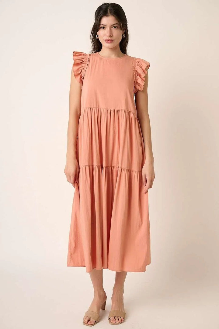 Mittoshop Ruffle Short Sleeve Tiered Maxi Dress - VeauBeauty