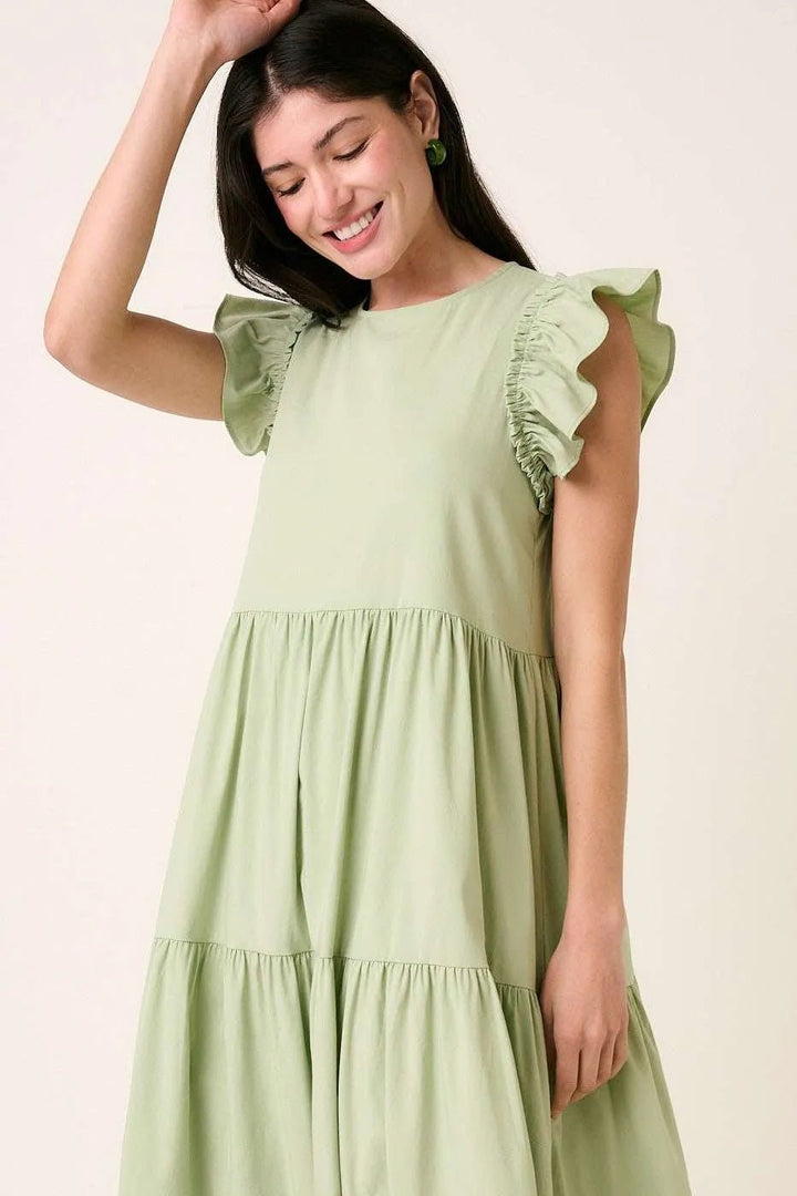 Mittoshop Ruffle Short Sleeve Tiered Maxi Dress - VeauBeauty