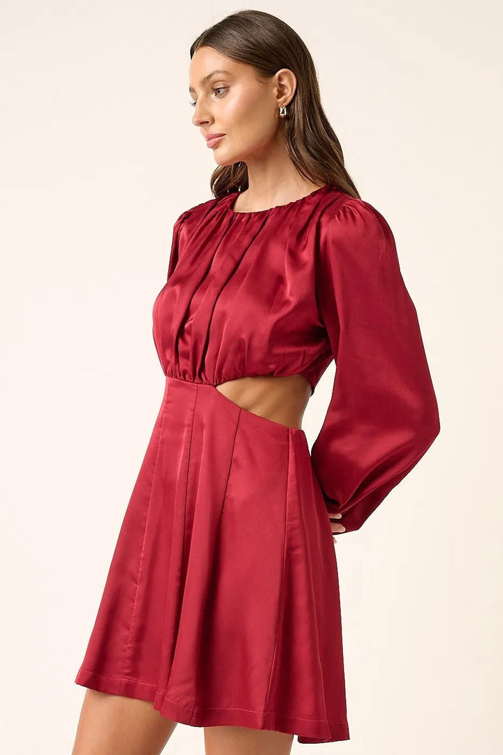 Mittoshop Satin Side Cutout Detail Mini Dress - VeauBeauty