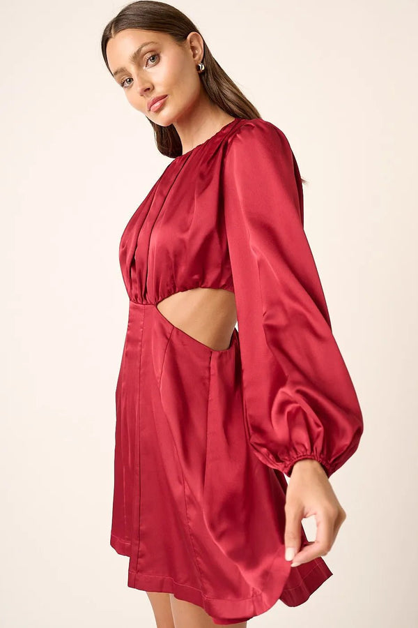 Mittoshop Satin Side Cutout Detail Mini Dress - VeauBeauty