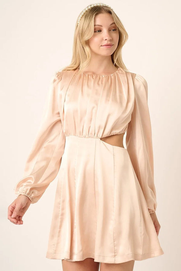 Mittoshop Satin Side Cutout Detail Mini Dress - VeauBeauty