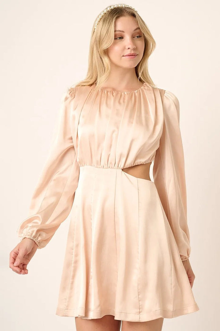 Mittoshop Satin Side Cutout Detail Mini Dress - VeauBeauty