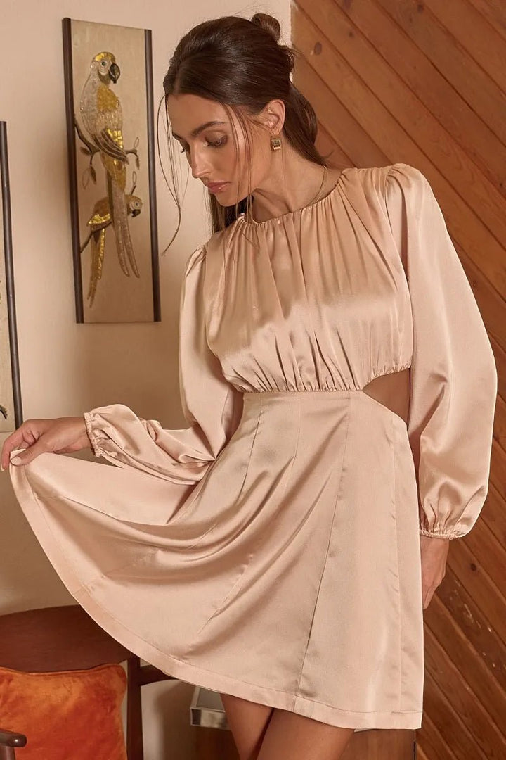 Mittoshop Satin Side Cutout Detail Mini Dress - VeauBeauty