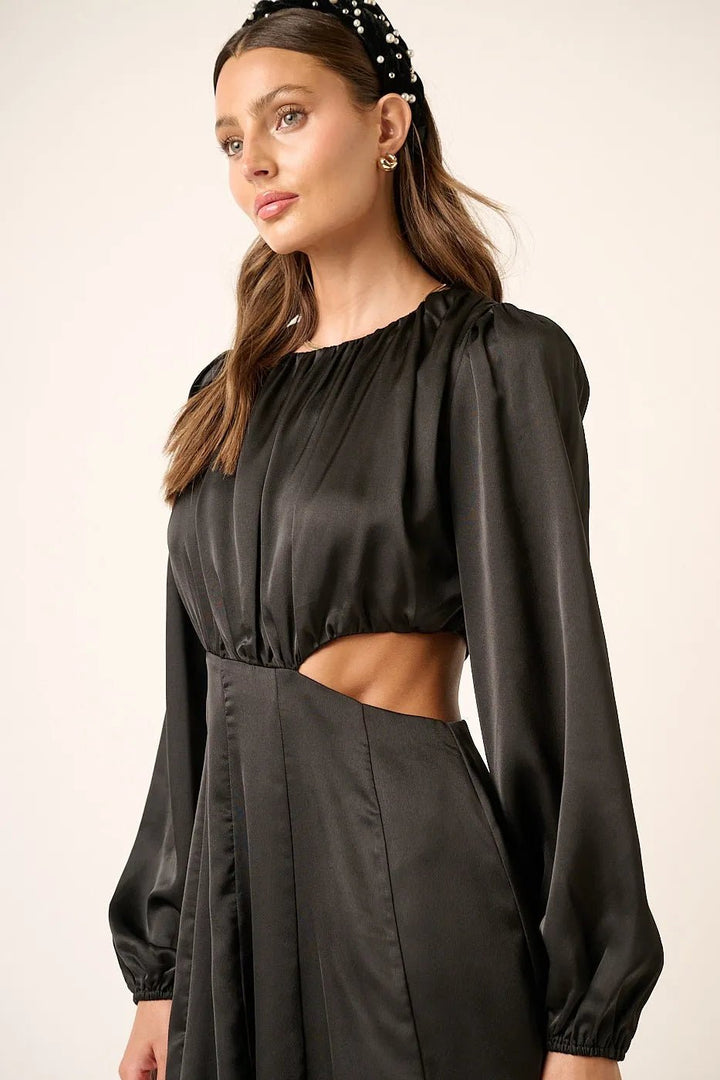 Mittoshop Satin Side Cutout Detail Mini Dress - VeauBeauty