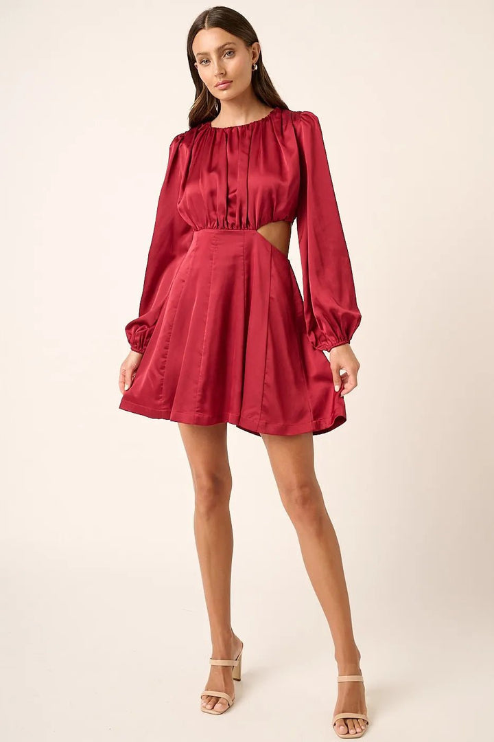 Mittoshop Satin Side Cutout Detail Mini Dress - VeauBeauty