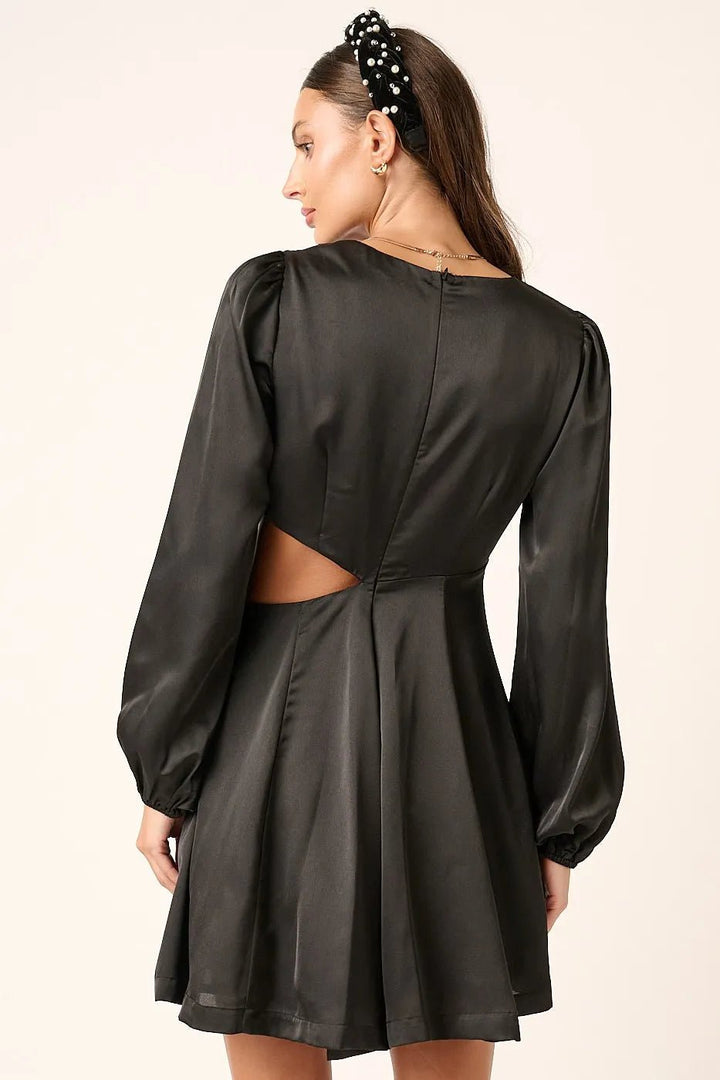 Mittoshop Satin Side Cutout Detail Mini Dress - VeauBeauty
