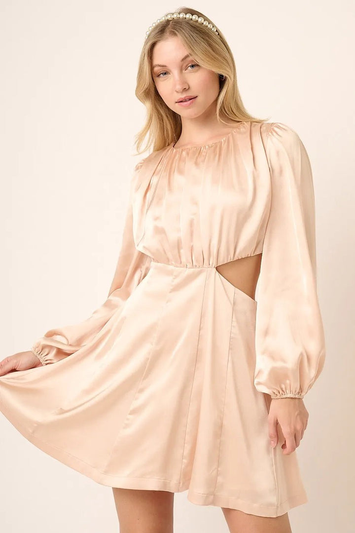 Mittoshop Satin Side Cutout Detail Mini Dress - VeauBeauty