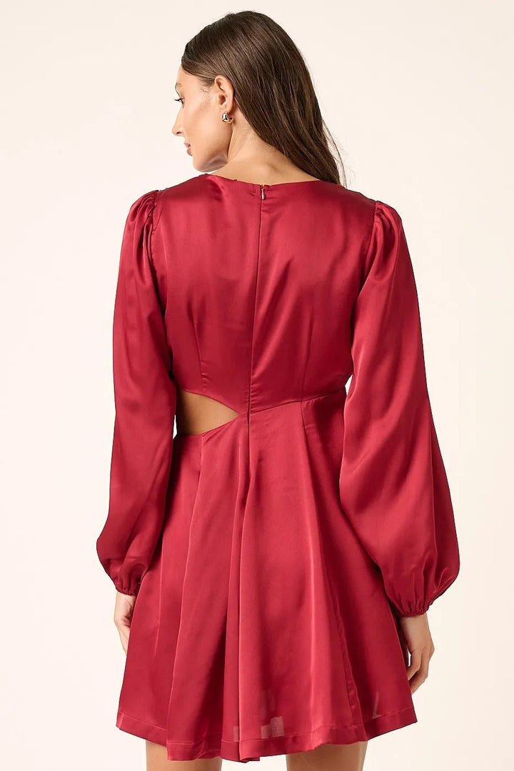 Mittoshop Satin Side Cutout Detail Mini Dress - VeauBeauty