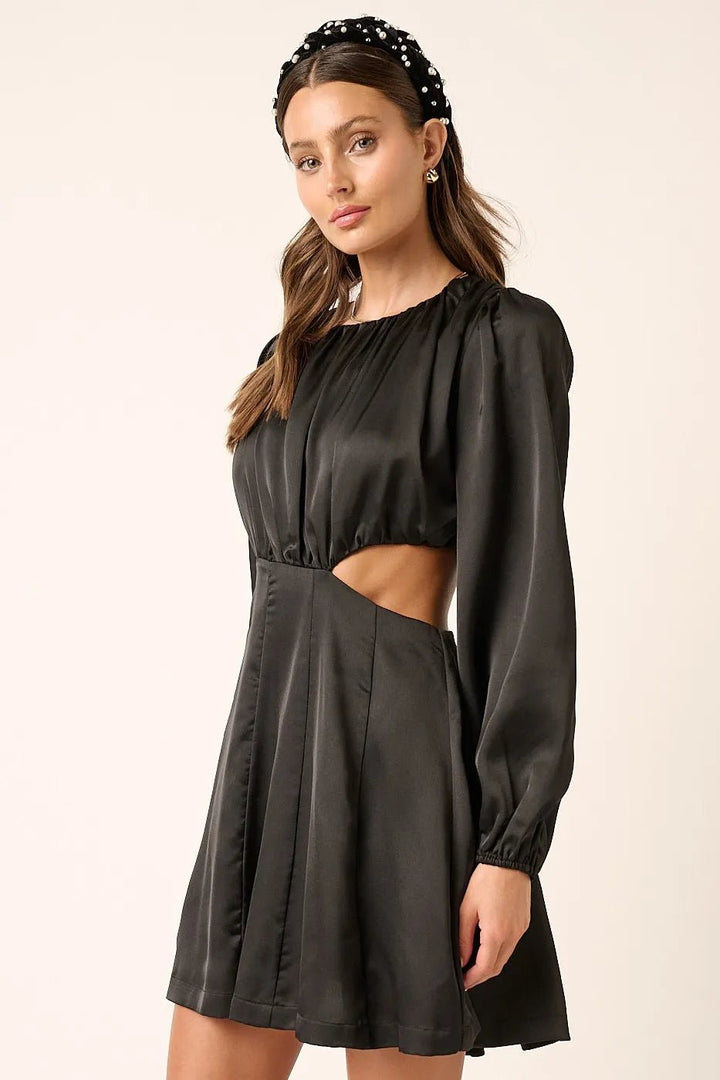 Mittoshop Satin Side Cutout Detail Mini Dress - VeauBeauty
