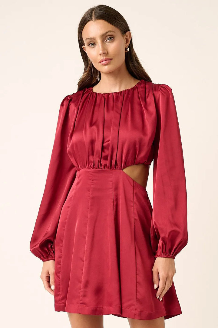 Mittoshop Satin Side Cutout Detail Mini Dress - VeauBeauty