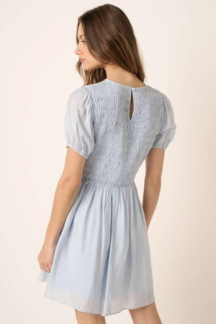 Mittoshop Smocking Detail Puff Sleeve Mini Dress - VeauBeauty