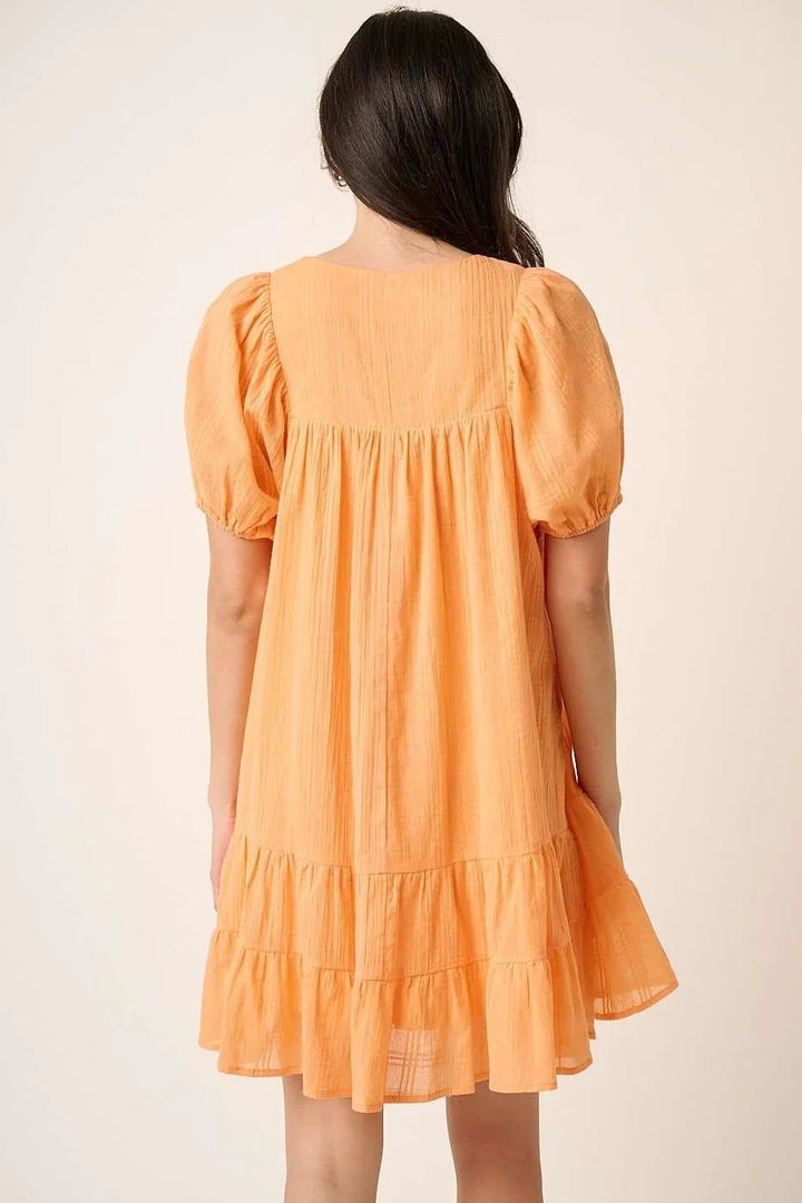 Mittoshop Tassel Tie Plaid Gauze Short Sleeve Mini Dress - VeauBeauty