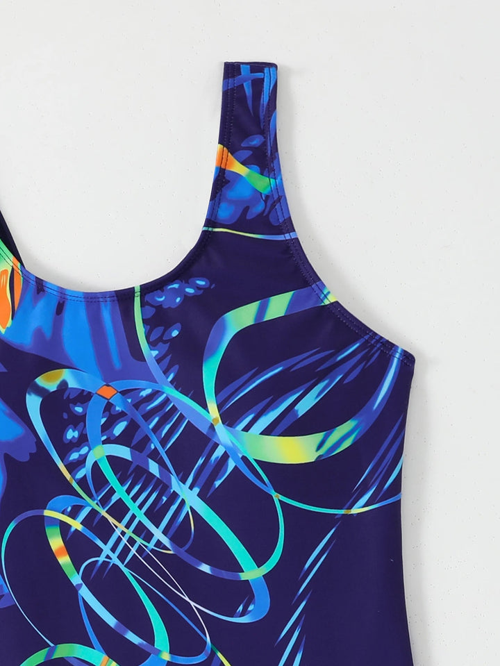 Moire Print Vest - Style One - Piece Swimsuit – Sleek Stretch Swimwear for Women 2025 - VeauBeauty