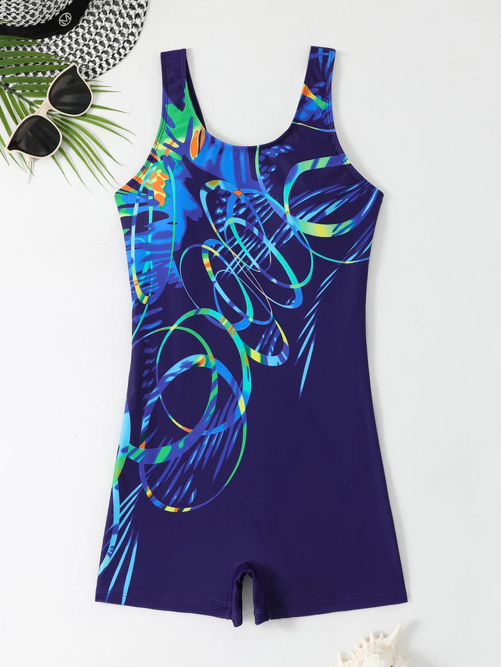 Moire Print Vest - Style One - Piece Swimsuit – Sleek Stretch Swimwear for Women 2025 - VeauBeauty
