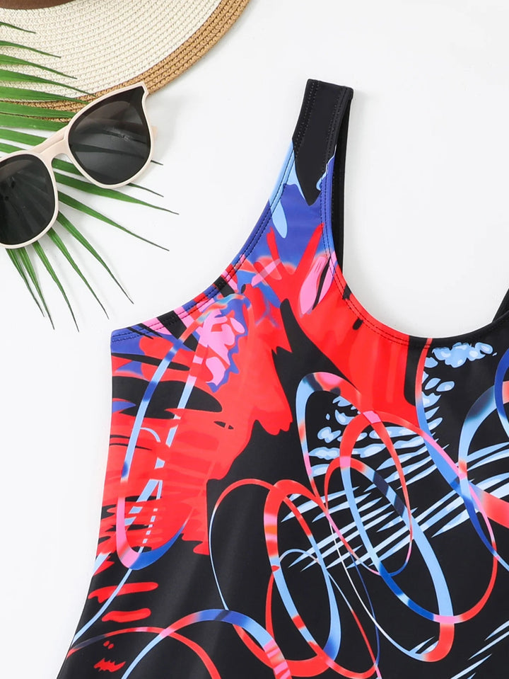 Moire Print Vest - Style One - Piece Swimsuit – Sleek Stretch Swimwear for Women 2025 - VeauBeauty