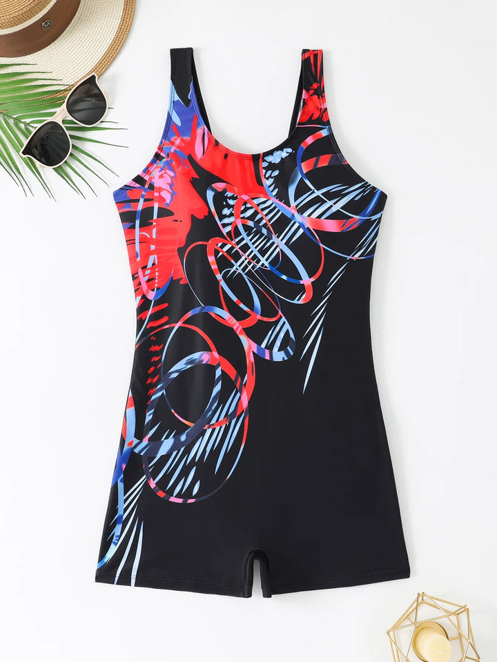 Moire Print Vest - Style One - Piece Swimsuit – Sleek Stretch Swimwear for Women 2025 - VeauBeauty