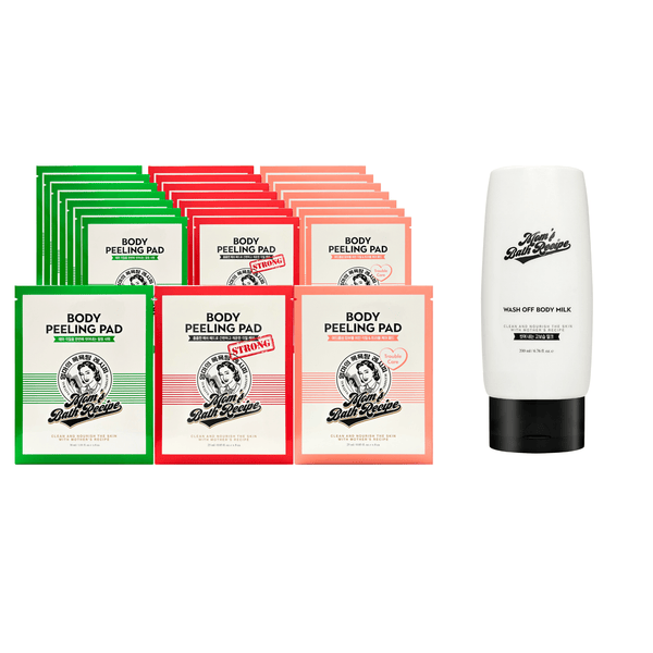Mom’s Bath Recipe Body Peeling Pad Full Set (8ea*3) + Wash - Off Body Milk 200ml - VeauBeauty