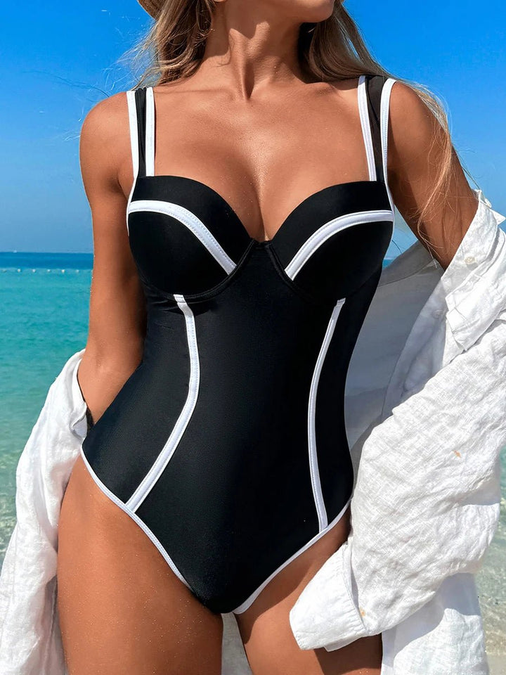 Monochrome Solid One - Piece Swimsuit – Vest - Style Minimal Swimwear for Women 2025 - VeauBeauty