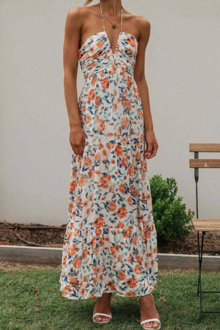 Printed Halter Neck Cami Dress - VeauBeauty