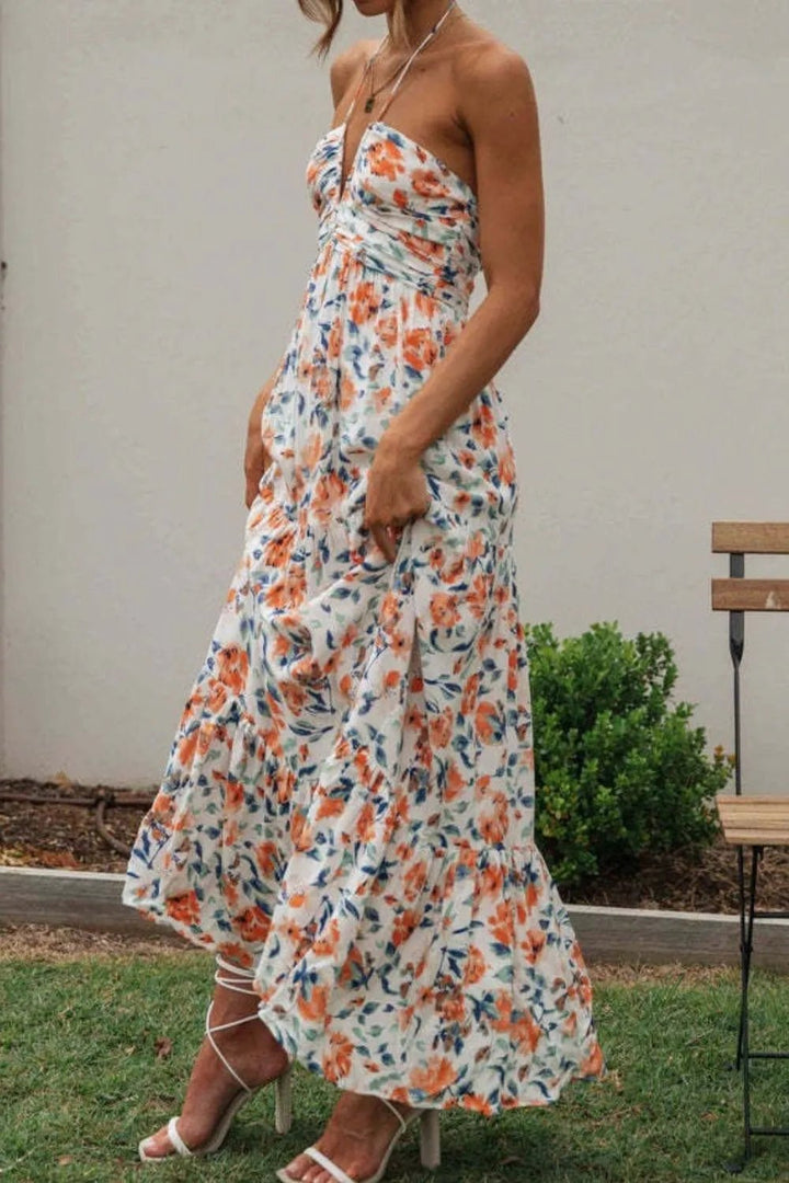 Printed Halter Neck Cami Dress - VeauBeauty