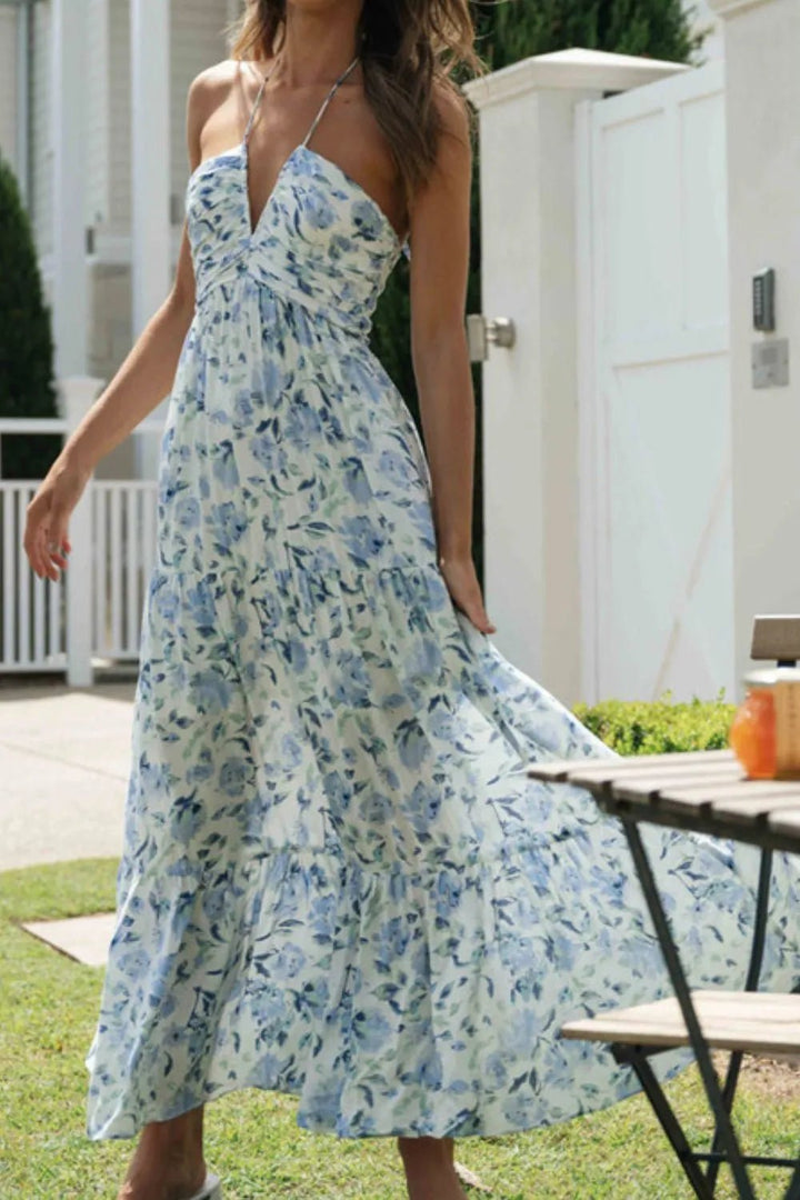 Printed Halter Neck Cami Dress - VeauBeauty