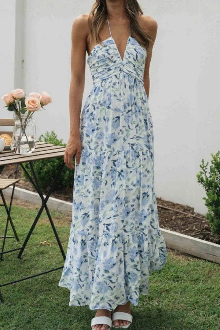 Printed Halter Neck Cami Dress - VeauBeauty