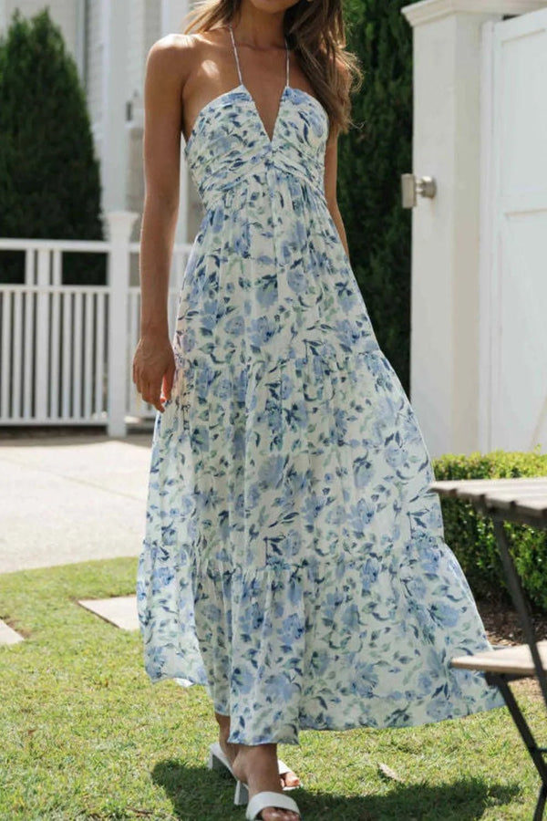 Printed Halter Neck Cami Dress - VeauBeauty