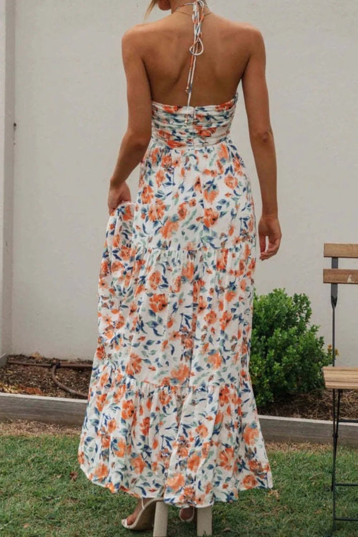 Printed Halter Neck Cami Dress - VeauBeauty