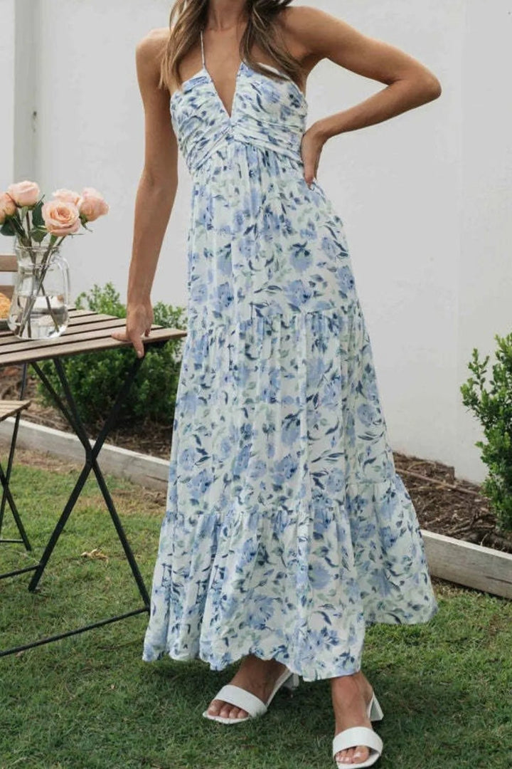 Printed Halter Neck Cami Dress - VeauBeauty