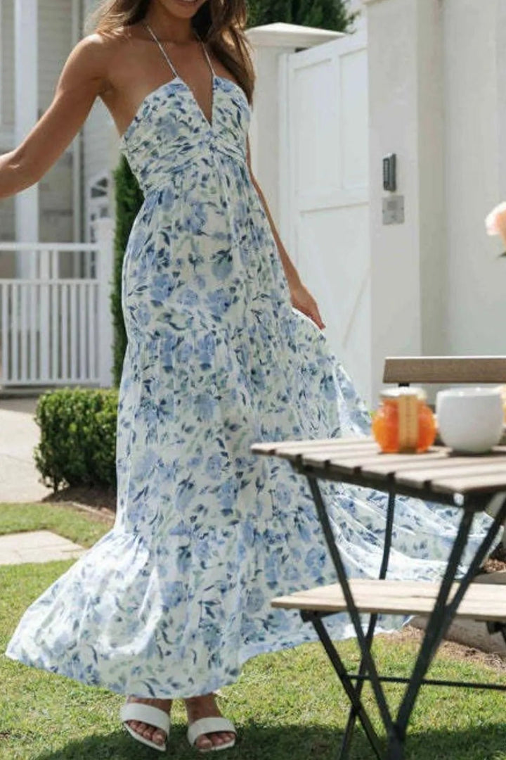 Printed Halter Neck Cami Dress - VeauBeauty