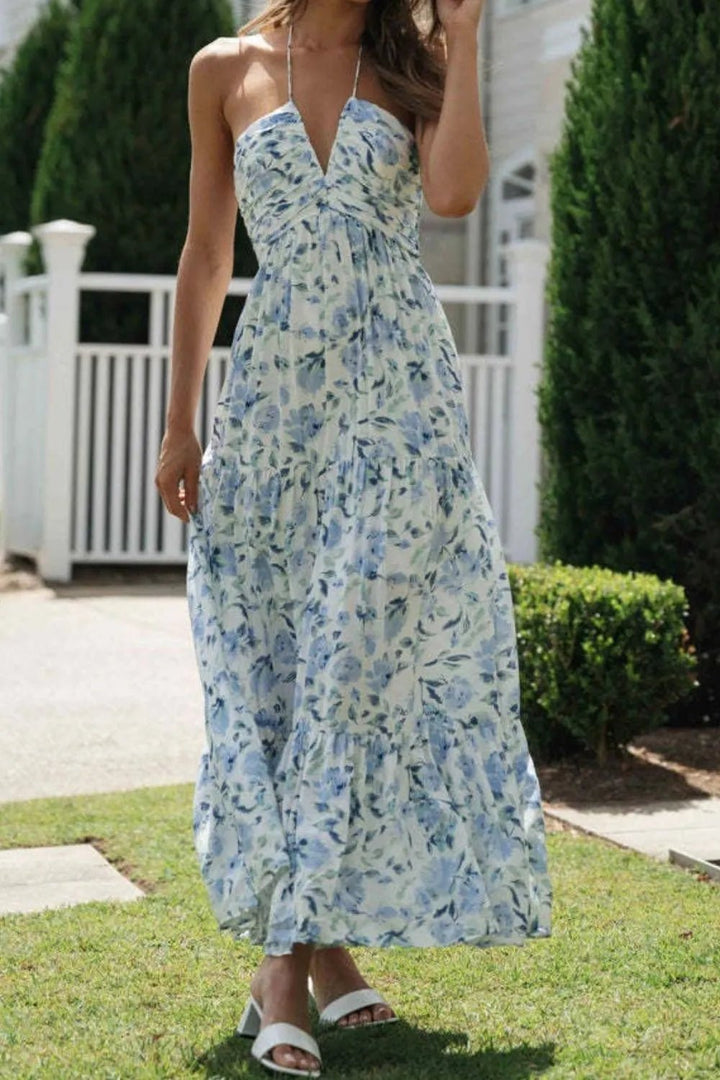 Printed Halter Neck Cami Dress - VeauBeauty