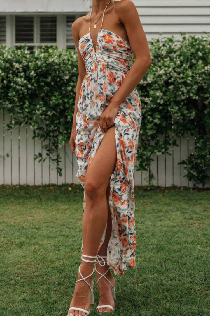 Printed Halter Neck Cami Dress - VeauBeauty