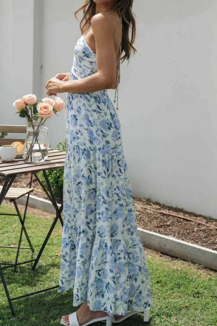 Printed Halter Neck Cami Dress - VeauBeauty