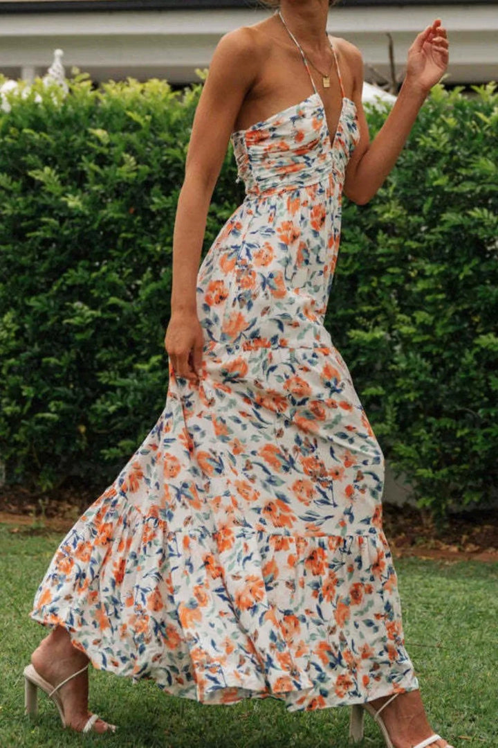 Printed Halter Neck Cami Dress - VeauBeauty