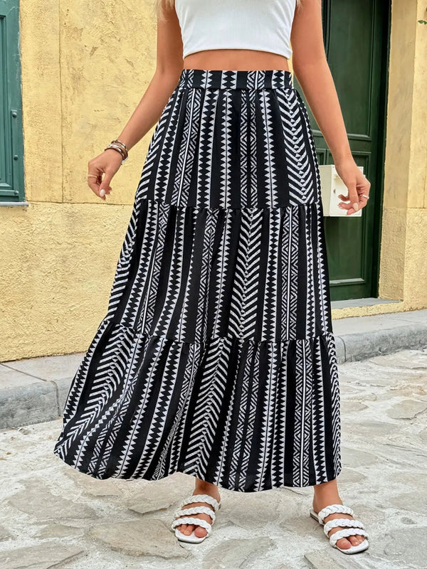 Printed High Waist Skirt - VeauBeauty